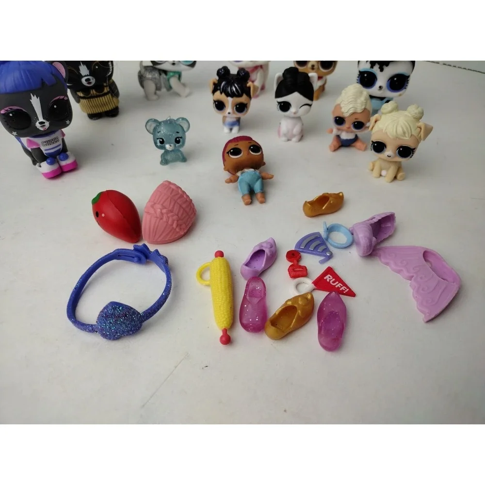 Lot Of 9 Lol Surprise Pets And Tot Dolls Skunk Jive Stardust Ra Ra Accessories